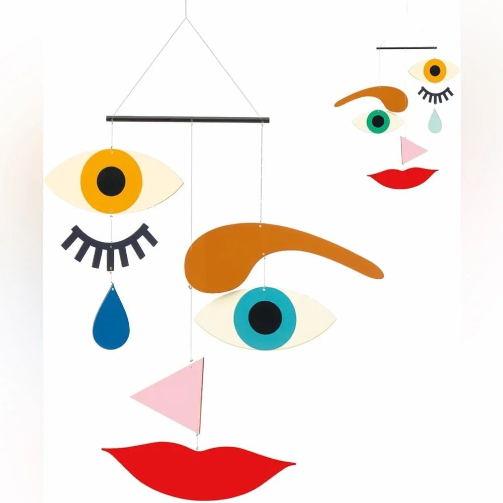 Abstract Face Hanging Mobile Wall Decor in Multi-Color open box